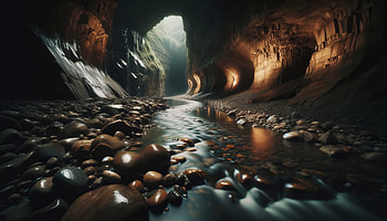 Mystic Underground River Cave, underground river, cave, river, rocks, nature HD wallpaper