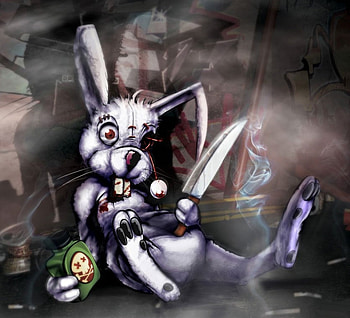 Bad Bunny, artwork, poison, abstract, cg, 3d, fantasy, knife, rabbit HD wallpaper