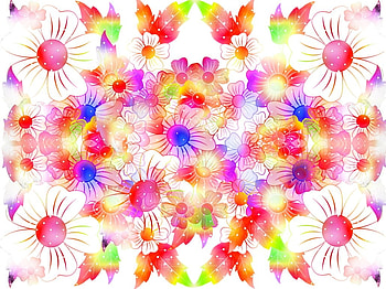 Colorful Mixed Blossums, pink, white, orange, green, flowers HD wallpaper