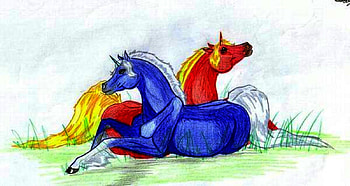 fire_and_ice, other, unicorn, drawings, horse HD wallpaper