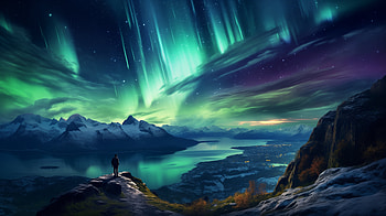 Hiking Under the Northern Lights - Aurora Borealis, aurora borealis, hiking, Sports HD wallpaper