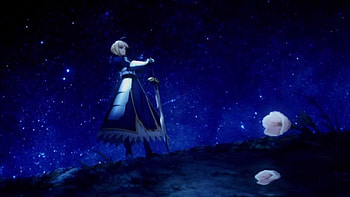 Blue Night, night, blue, floral, knight, fate stay night, beauty, nice, flower, game, female, blossom, sweet, scene, girl, beautiful, armor, star, anime girl, saber, anime, pretty, rpg, sky, lovely HD wallpaper