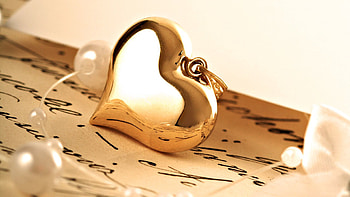 Love, Gold, Macro, Present, Gift, Heart, Pendant, Coulomb, Letter HD wallpaper