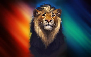 Lion, predator, multicolor, artwork HD wallpaper