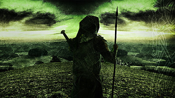 Celtic Pagan Warrior, staff, sword, pagan, field, celtic, warrior HD wallpaper