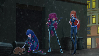 Winx Trio — Bloom, Aisha & Musa: Rainy Night, Bloom (Winx Club), Aisha (Winx Club), Musa (Winx Club), TV Show, World of Winx HD wallpaper