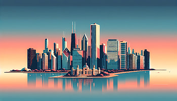 Chicago Skyline Sunset -, Chicago, cityscape, skyline, urban, architecture HD wallpaper