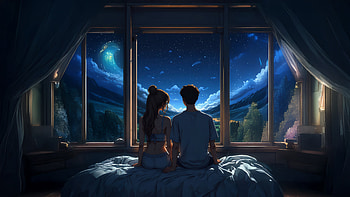 Together In The Quiet Of The Night, love, couple, artist, artwork, art, digital-art HD wallpaper