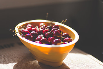 Sweet Cherry, Food, Cherry, Berries, Shadow, Plate HD wallpaper