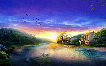 Sunrise, sky, nature, psinting HD wallpaper