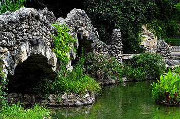 Nature, Stones, Registration, Typography, Vegetation, Bridge, Pond HD wallpaper
