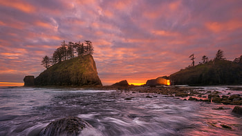 Olympic Coast National Maritime Sanctuary, olympic coast, sunset, washington, maritome sanctuary HD wallpaper