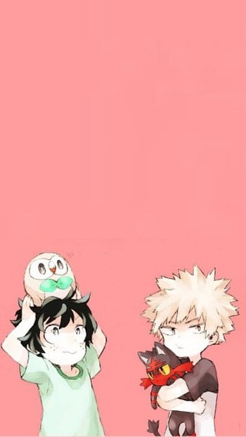 BakuDeku backround, art, pink HD phone wallpaper