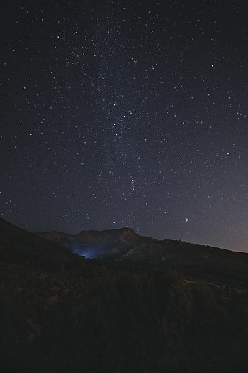 Stars, Night, Rocks, Dark, Starry Sky, Glow HD phone wallpaper