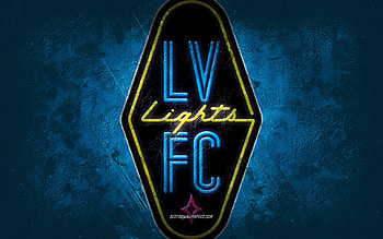 Las Vegas Lights FC, American soccer team, blue background, Las Vegas Lights FC logo, grunge art, USL, soccer, Las Vegas Lights FC emblem HD wallpaper