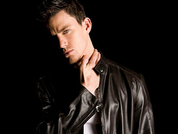 Channing Tatum, lader jacket, blue eyes, Actor, brown hair, cute, handsome HD wallpaper