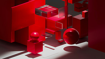 Modern Red Abstract 3d Shapes, red, abstract, 3d, shape, artwork, art, digital-art, artist HD wallpaper