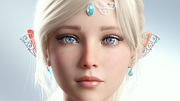 Breathtaking face, Artistic beauty, Enigmatic elf, Serene white HD wallpaper