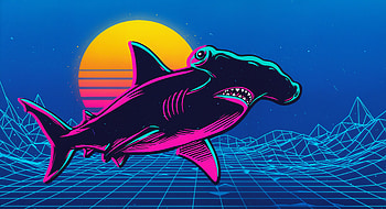 Vibrant Hammerhead Shark - Ultra, hammerhead shark, vaporwave, shark, retro, neon HD wallpaper