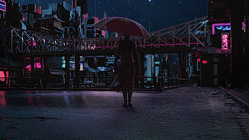 Girl Umbrella Walking , umbrella, artist, artwork, digital-art HD wallpaper