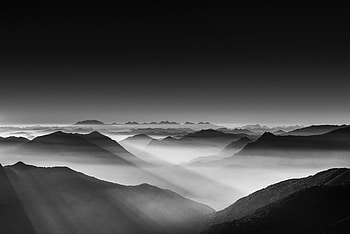 Haze Mountain Landscape Monochrome , landscape, mountain, monochrome, black-and-white HD wallpaper