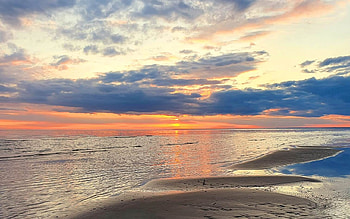Sunset in Latvia, sea, clouds, Latvia, sunset, beach HD wallpaper