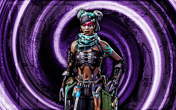 Pirate Queen Lifeline, violet grunge background, Apex Legends, Combat Medic, Apex Legends characters, Pirate Queen Lifeline Skin, vortex, Pirate Queen Lifeline Apex Legends HD wallpaper