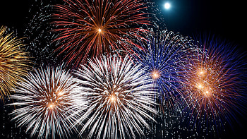 Firework display, Vibrant colors, Festive atmosphere, Spectacular explosions HD wallpaper