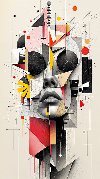 **Abstract Elegance: A Masterpiece**, artistic, woman, face, Abstract, geometric design HD phone wallpaper