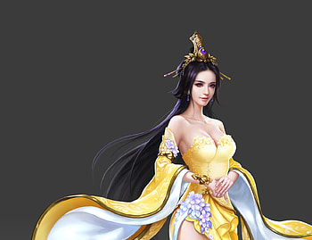 Fantasy girl, frumusete, asian, grey, girl, fantasy, yellow, luminos, princess, mt orange HD wallpaper