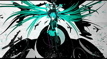 Hatsune Miku - Love is War, mega, blue, black, awesome, song, heads, cute, vocaloid, beauty, nice, miku, music, vocaloids, hatsune, thighhighs, love is war, skirt, blue eyes, hatsune miku, twintail, blue hair, headset, aqua, beautiful, planes, war, anime, airplanes, pretty, love, cool HD wallpaper
