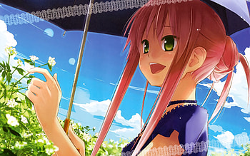 Anime, Girl, Stroll, Umbrella, Joy HD wallpaper