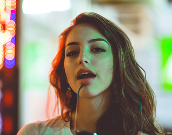 Celine Farach, beautiful, brunette, bokeh HD wallpaper