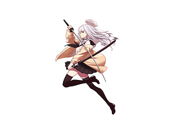 Anime girl and her katana, warrior, original HD wallpaper