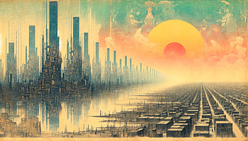 Dystopian Sunrise Cityscape, dystopian, futuristic city, Digital Art, landscape HD wallpaper