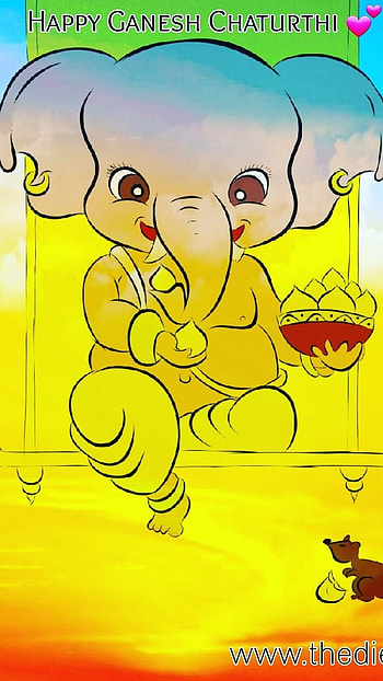 Bal Ganesh, Ganesh Chaturthi, drawing HD phone wallpaper