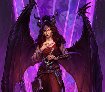 Areelu, purple, wings, fantasy, girl, demon, anna pavleeva HD wallpaper