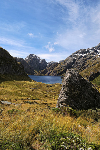 Nature, Grass, Sky, Rocks, Lake, Relief HD phone wallpaper