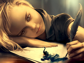 Il cigno nero, black, blonde, art, aquasixio, girl, paper, hand, feather, fantasy, swan, luminos, draw HD wallpaper