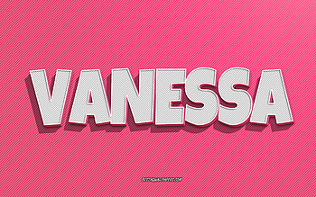 Vanessa, pink lines background, with names, Vanessa name, female names, Vanessa greeting card, line art, with Vanessa name HD wallpaper