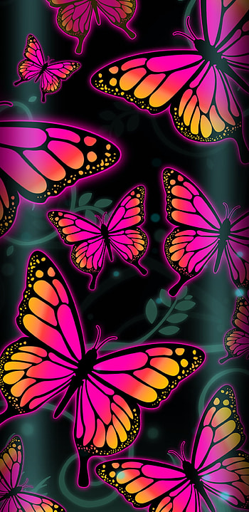 Neon Butterflies, colorful, artistic, butterfly HD phone wallpaper