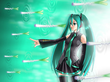 Hatsune Miku, radical, awesome, spring onion, nice, negi, hatsune, aqua eyes, white, twintail, girl, headset, aqua, anime, pretty, green, virtual, blue, song, heads, leek, cute, vocaloid, beauty, miku, music, vocaloids, thighhighs, program, skirt, beautiful, diva, tie, aqua hair, cool, idol HD wallpaper