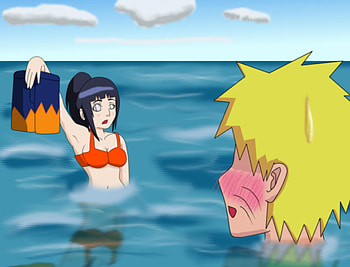 naruhina beach date, naruto, naruhina, hinata, beach HD wallpaper