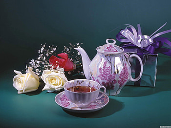 Food, Roses, Cup, Gift, Present, Tea, Teapot, Kettle HD wallpaper