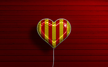 I Love Provence, , realistic balloons, red wooden background, Day of Provence, french provinces, flag of Provence, France, balloon with flag, Provinces of France, Provence flag, Provence HD wallpaper