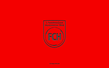 1 FC Heidenheim, red background, German football team, 1 FC Heidenheim emblem, Bundesliga 2, Germany, football, 1 FC Heidenheim logo HD wallpaper