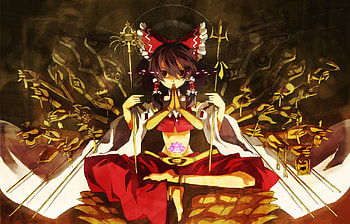 Reimu the Almighty, sexy, ribbon, hakurei reimu, hot, cute, girl, dress, anime girl, anime, fantasy, touhou, hakurei, reimu, female HD wallpaper
