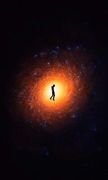 Dark, Silhouette, Starry Sky, Nebula, Spiral HD phone wallpaper