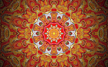Fractal Rosette, mandala, digital art, fractal, orange, rosette HD wallpaper