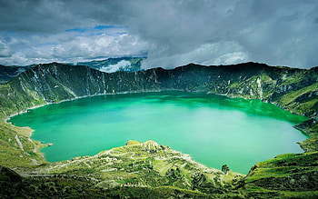 Ecuador Andes, Caldera volcano, Nature landscape, Grass mountain HD wallpaper